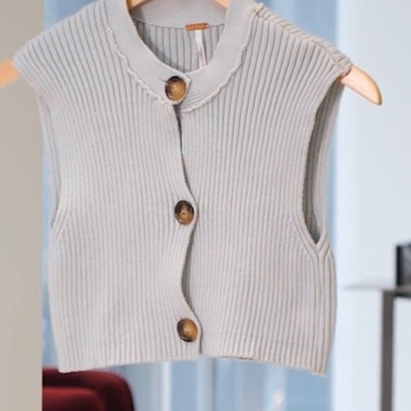 NWT FREE PEOPLE Naiome Rib Micro Vest. Grey.  XS - Picture 5 of 9